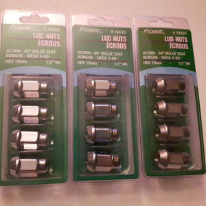 3 x 4 Lug Nuts Acorn 60 Bulde Seat Hex 19mm 1/2 RH